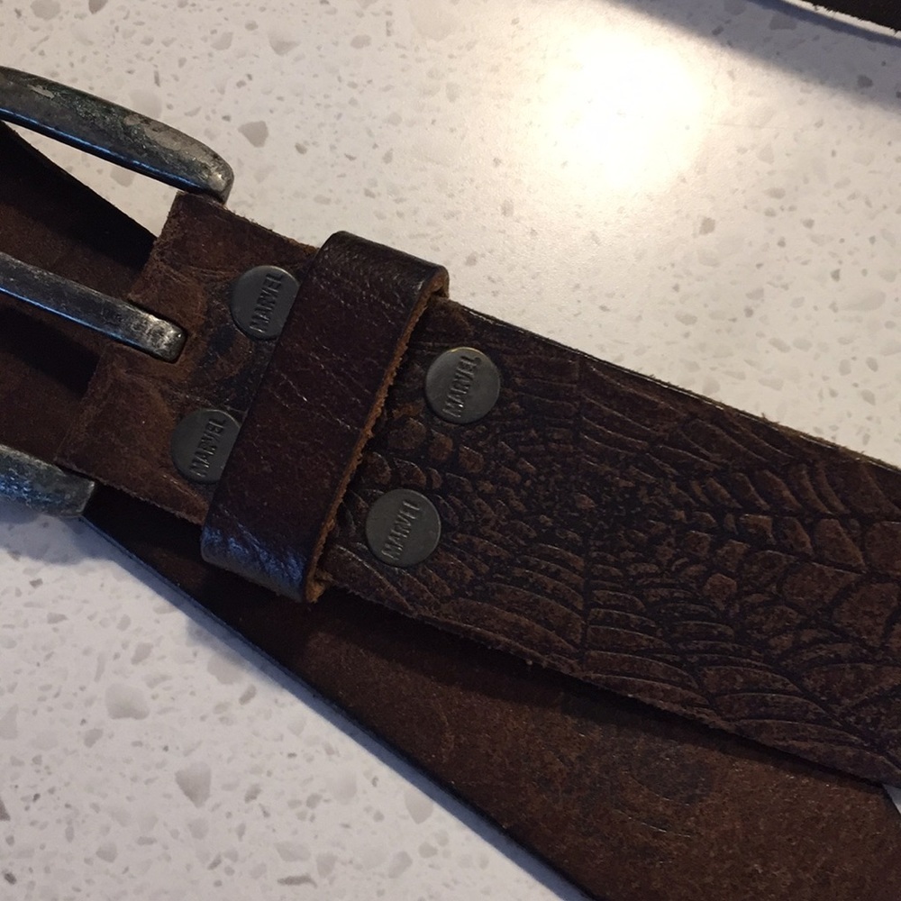 Free🌷 MARVEL Spider-Man leather web belt size 32 brown